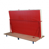 Transport trolley for vertical storage of mats